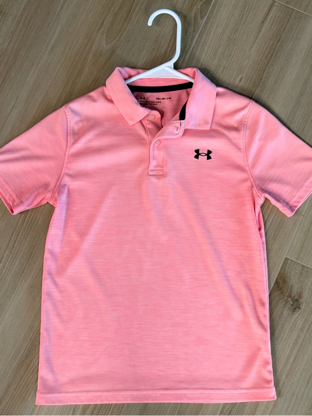 Under Armour Kids Coral Pink Polo with Black Logo